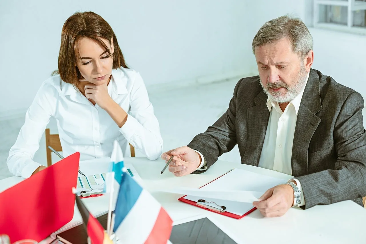 attorney, lawyer, meeting, discussion. Law firm marketing strategy checklist, from first line to sign-off