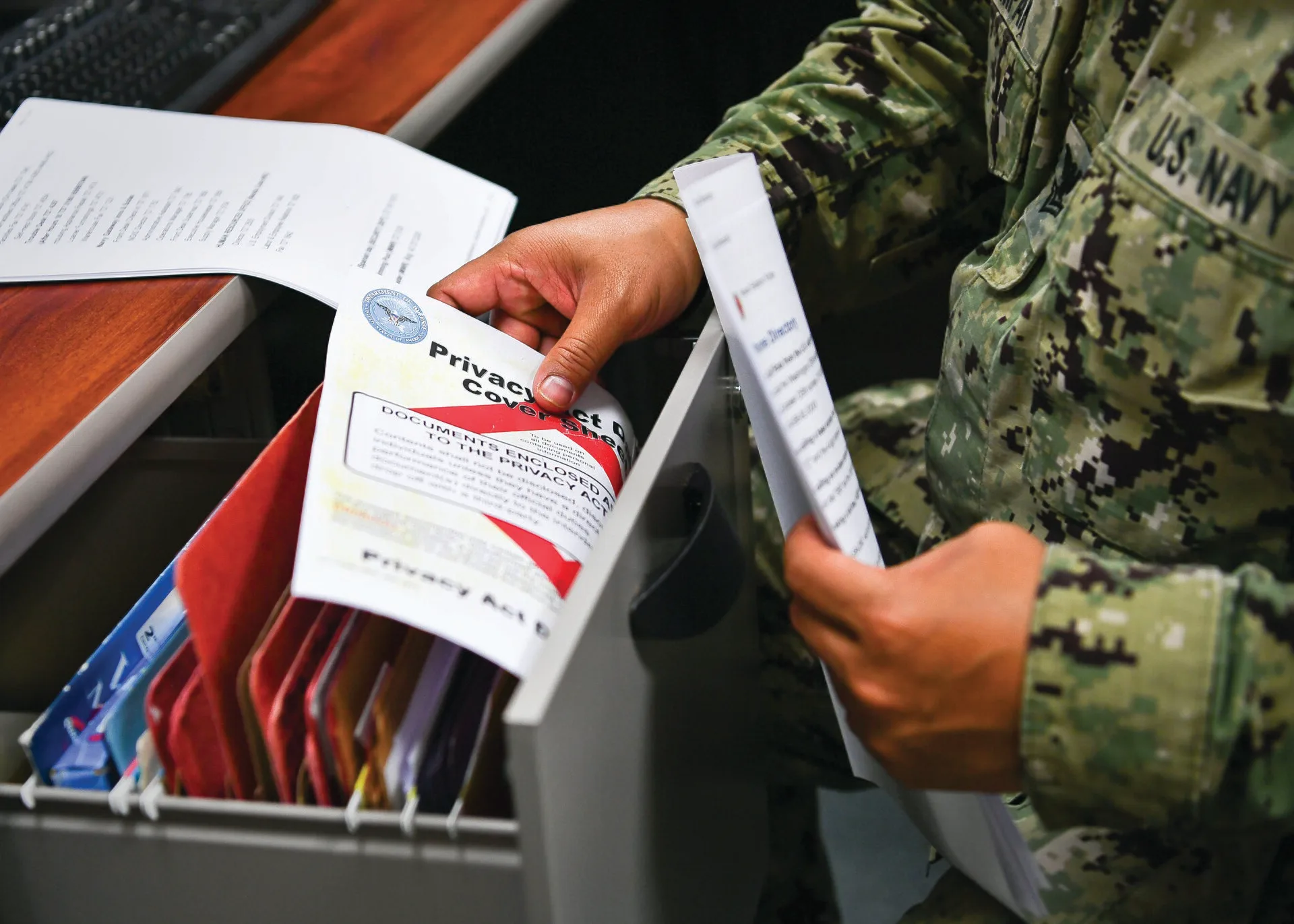 200207-N-KH151-0024 NAVAL STATION ROTA, Spain (Feb. 7, 2020) Legalman 2nd Class Sampe Rumpak, command services paralegal, works at his desk in the Region Legal Services office (RLSO) at Naval Station (NAVSTA) Rota, Spain. Naval Station Rota sustains the fleet, enables the fighter and supports the fa. Authorship, local facts and intake have to line up for legal SEO to work